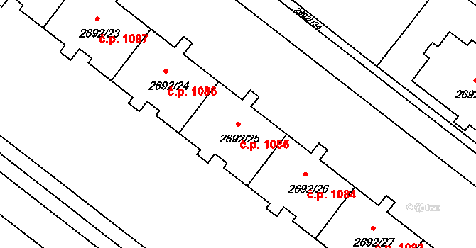 Braník 1085, Praha na parcele st. 2692/25 v KÚ Braník, Katastrální mapa
