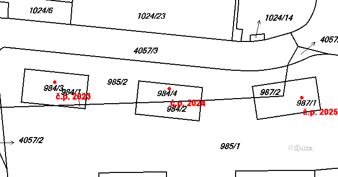 Dejvice 2024, Praha na parcele st. 984/4 v KÚ Dejvice, Katastrální mapa