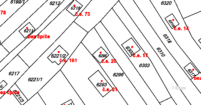 Strážnice 20 na parcele st. 6295 v KÚ Strážnice na Moravě, Katastrální mapa