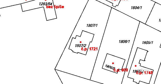 České Budějovice 7 1721, České Budějovice na parcele st. 1807/2 v KÚ České Budějovice 7, Katastrální mapa