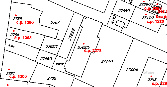 Boskovice 2278 na parcele st. 2768/5 v KÚ Boskovice, Katastrální mapa