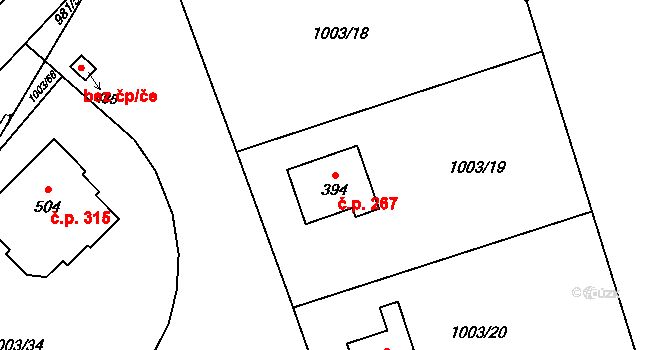 Horní Libchava 267 na parcele st. 394 v KÚ Horní Libchava, Katastrální mapa