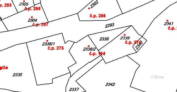 Jemnice 194 na parcele st. 2336/2 v KÚ Jemnice, Katastrální mapa