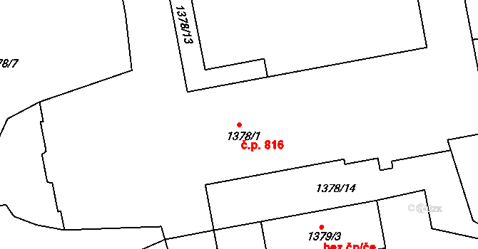 Jemnice 816 na parcele st. 1378/1 v KÚ Jemnice, Katastrální mapa