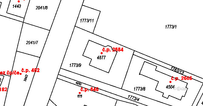 Rožnov pod Radhoštěm 2684 na parcele st. 4877 v KÚ Rožnov pod Radhoštěm, Katastrální mapa