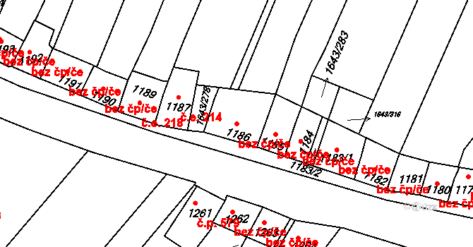 Drnholec 40654575 na parcele st. 1186 v KÚ Drnholec, Katastrální mapa