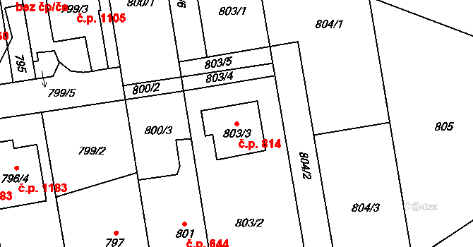 Kylešovice 814, Opava na parcele st. 803/3 v KÚ Kylešovice, Katastrální mapa