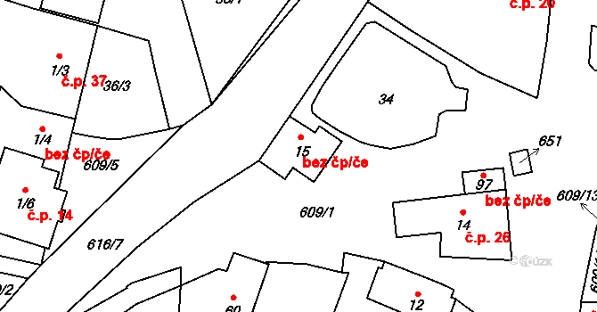 Těšovice 48257575 na parcele st. 15 v KÚ Běleč u Těšovic, Katastrální mapa