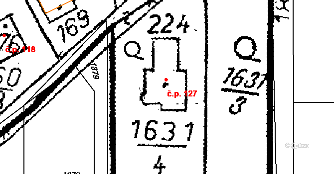 Chlístovice 127 na parcele st. 224 v KÚ Chlístovice, Katastrální mapa