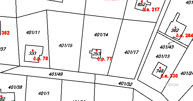 Čisovice 77 na parcele st. 253 v KÚ Čisovice, Katastrální mapa