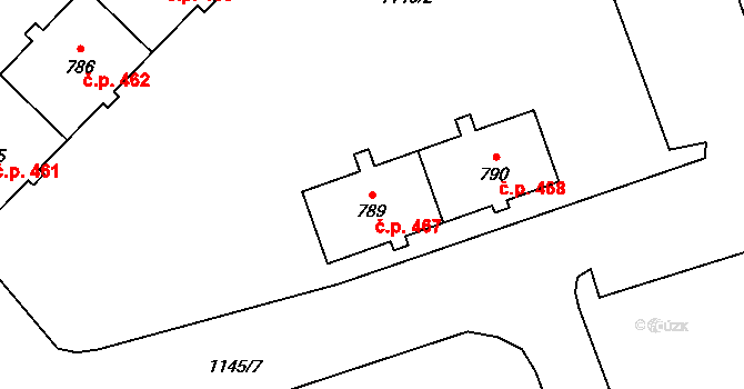 Holýšov 467 na parcele st. 789 v KÚ Holýšov, Katastrální mapa