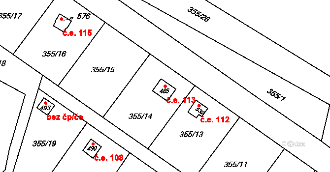 Staré Město nad Metují 113, Náchod na parcele st. 485 v KÚ Staré Město nad Metují, Katastrální mapa