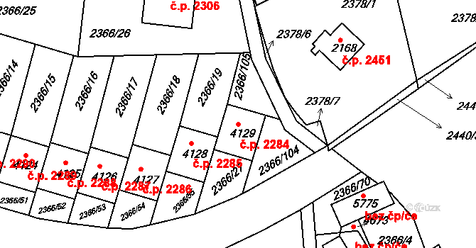 Rakovník II 2284, Rakovník na parcele st. 4129 v KÚ Rakovník, Katastrální mapa