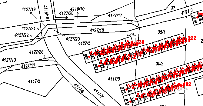 Počátky 226 na parcele st. 908 v KÚ Počátky, Katastrální mapa