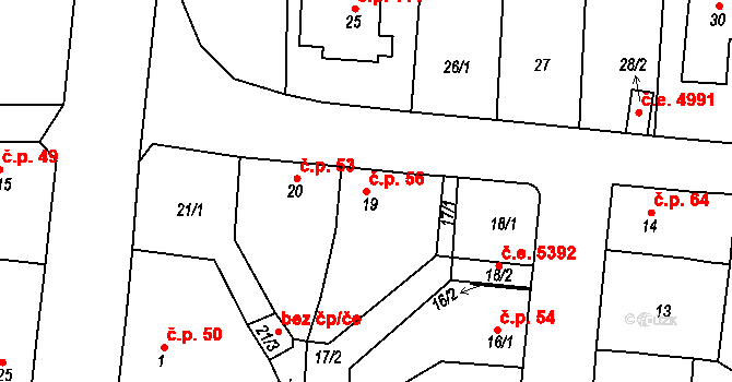 Koštov 56, Trmice na parcele st. 19 v KÚ Koštov, Katastrální mapa