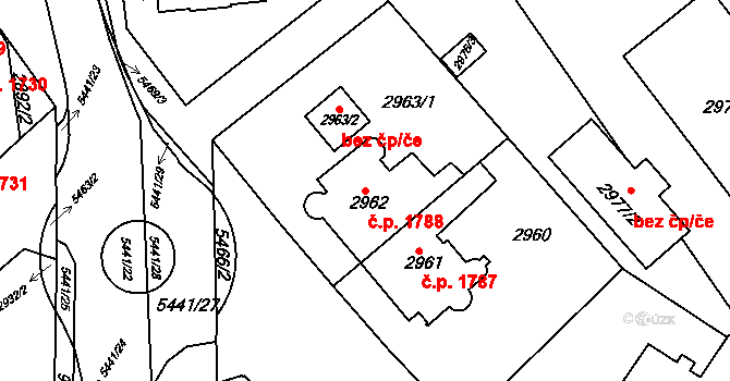 Znojmo 1788 na parcele st. 2962 v KÚ Znojmo-město, Katastrální mapa