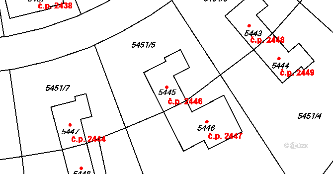Přerov I-Město 2446, Přerov na parcele st. 5445 v KÚ Přerov, Katastrální mapa