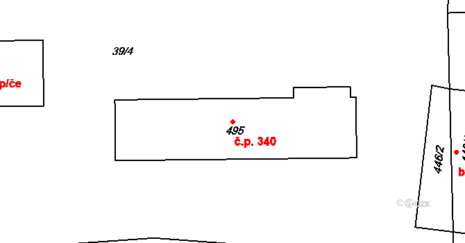 Železná Ruda 340 na parcele st. 495 v KÚ Železná Ruda, Katastrální mapa