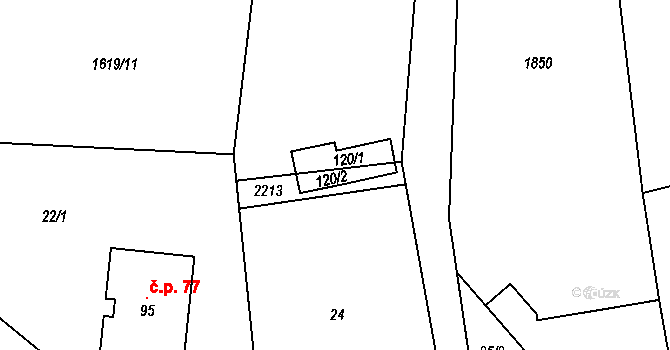 Žirovnice 122096576 na parcele st. 120/2 v KÚ Štítné, Katastrální mapa
