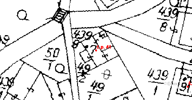 Hobšovice 41 na parcele st. 7 v KÚ Hobšovice, Katastrální mapa