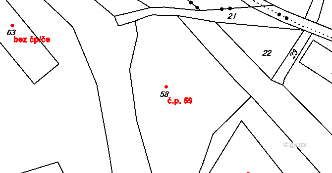Janovice 59, Rýmařov na parcele st. 58 v KÚ Janovice u Rýmařova, Katastrální mapa