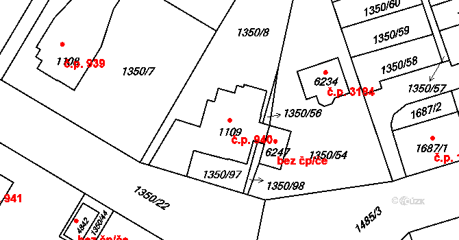 Šumperk 940 na parcele st. 1109 v KÚ Šumperk, Katastrální mapa