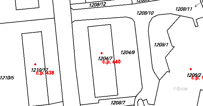 Podmoklice 440, Semily na parcele st. 1204/7 v KÚ Semily, Katastrální mapa