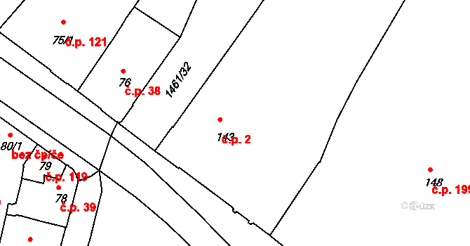 Jejkov 2, Třebíč na parcele st. 143 v KÚ Třebíč, Katastrální mapa