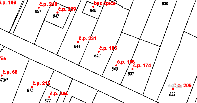 Lipůvka 155 na parcele st. 842 v KÚ Lipůvka, Katastrální mapa