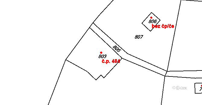 Smržovka 484 na parcele st. 803 v KÚ Smržovka, Katastrální mapa