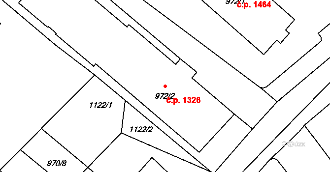 Pelhřimov 1326 na parcele st. 972/2 v KÚ Pelhřimov, Katastrální mapa