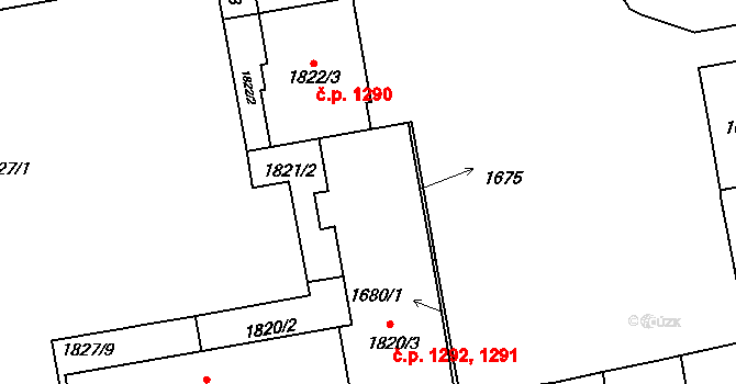 Vršovice 1292, Praha na parcele st. 1820/3 v KÚ Vršovice, Katastrální mapa