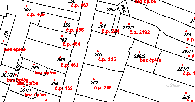 Česká Lípa 245 na parcele st. 263 v KÚ Česká Lípa, Katastrální mapa