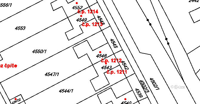 Jirkov 1212 na parcele st. 4546 v KÚ Jirkov, Katastrální mapa