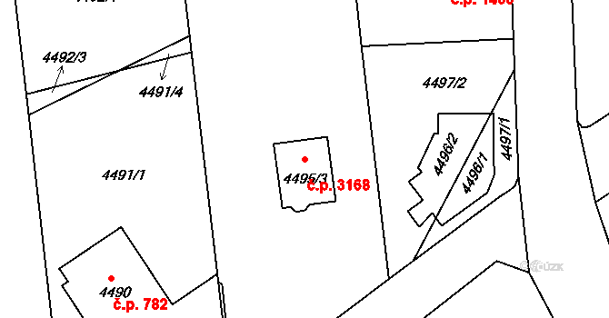 Varnsdorf 3168 na parcele st. 4495/3 v KÚ Varnsdorf, Katastrální mapa