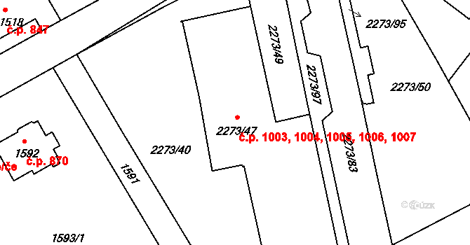 Šluknov 1003,1004,1005,1006, na parcele st. 2273/47 v KÚ Šluknov, Katastrální mapa