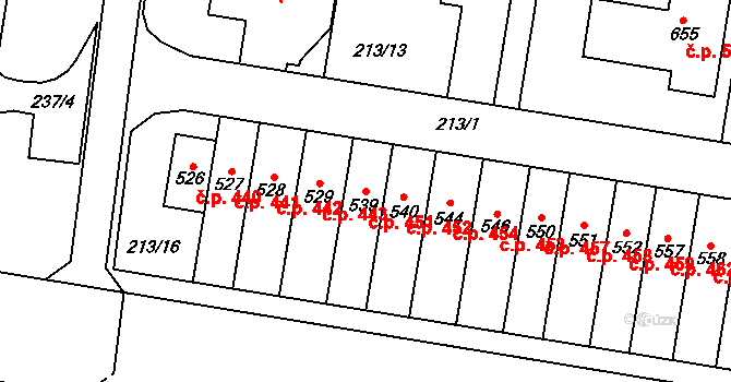 Čechovice 451, Prostějov na parcele st. 539 v KÚ Čechovice u Prostějova, Katastrální mapa