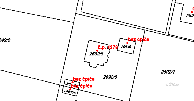 Poruba 1278, Orlová na parcele st. 2692/8 v KÚ Poruba u Orlové, Katastrální mapa