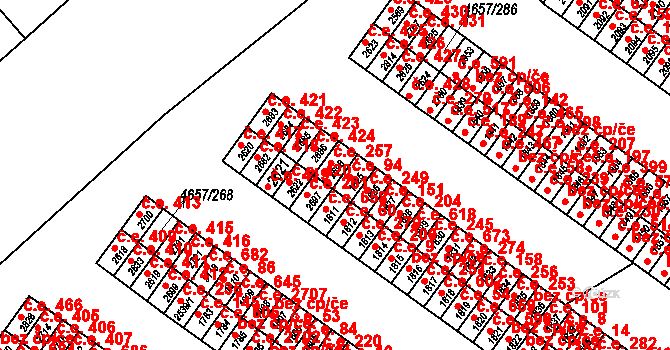 Veselí nad Moravou 257 na parcele st. 2698 v KÚ Veselí-Předměstí, Katastrální mapa