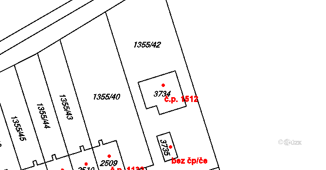 Vrchlabí 1512 na parcele st. 3734 v KÚ Vrchlabí, Katastrální mapa