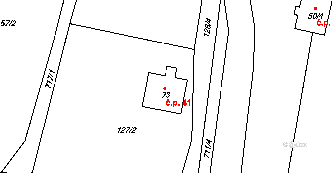 Kozlov 41 na parcele st. 73 v KÚ Kozlov u Ledče nad Sázavou, Katastrální mapa