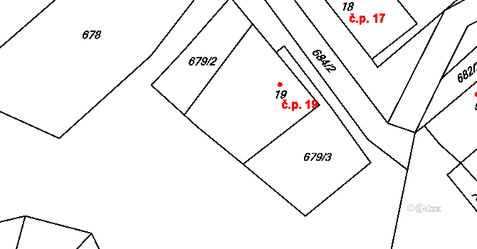 Laby 19, Zvěstov na parcele st. 19 v KÚ Laby, Katastrální mapa