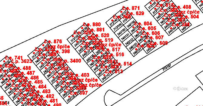 Vyškov-Předměstí 517, Vyškov na parcele st. 340/146 v KÚ Vyškov, Katastrální mapa