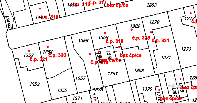 Vinařice 38586576 na parcele st. 1359 v KÚ Vinařice u Kladna, Katastrální mapa