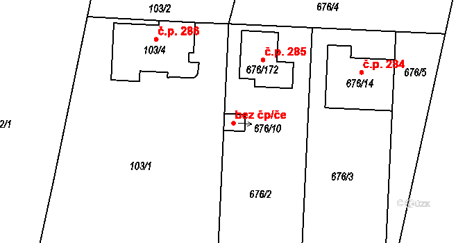 Kobylnice 42543576 na parcele st. 676/10 v KÚ Kobylnice u Brna, Katastrální mapa