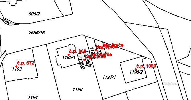Litvínov 43683576 na parcele st. 1197/2 v KÚ Horní Litvínov, Katastrální mapa