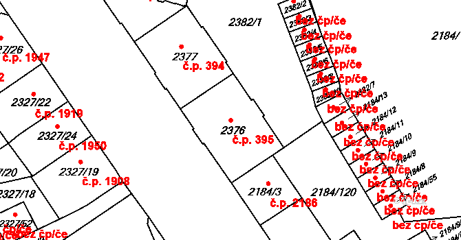 Předměstí 395, Opava na parcele st. 2376 v KÚ Opava-Předměstí, Katastrální mapa