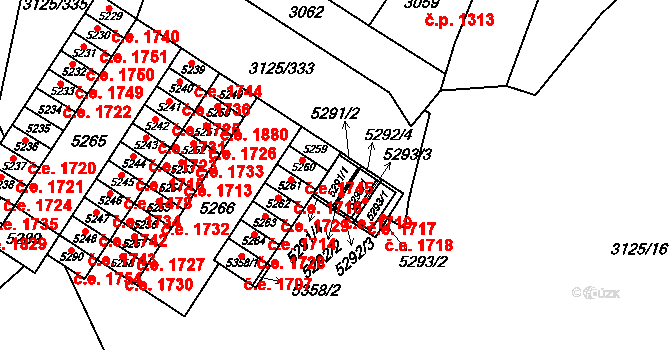 Řečkovice 1719, Brno na parcele st. 5291/1 v KÚ Řečkovice, Katastrální mapa