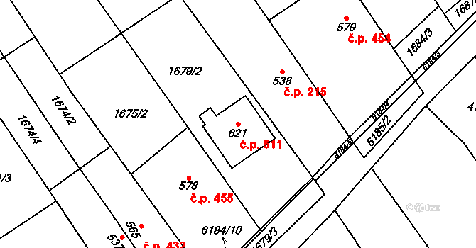 Březolupy 511 na parcele st. 621 v KÚ Březolupy, Katastrální mapa