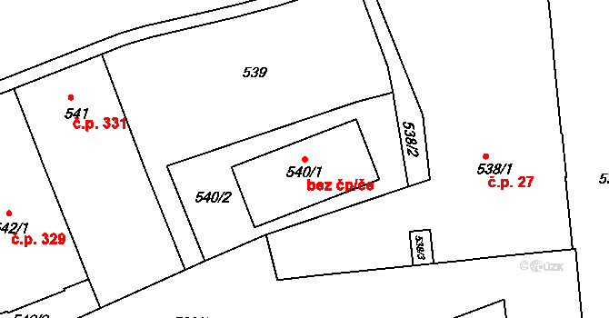 Brno 47693576 na parcele st. 540/1 v KÚ Zábrdovice, Katastrální mapa